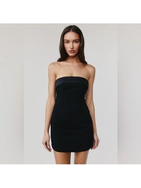 With Jean Strapless Corseted Black Mini Dress